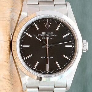ROLEX AIR-KING BLACK INDEX DIAL STAINLESS STEEL SMOOTH/DOME OYSTER 34 MM 14000